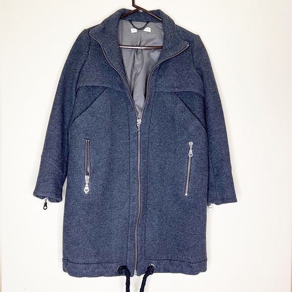 ASOS Whistles Wool Blend Gray Zip Coat